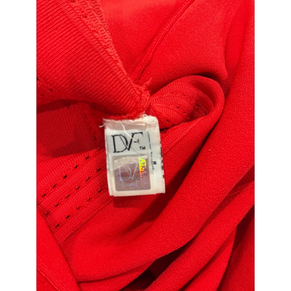 Diane von Furstenberg Perry Red Pointelle Knit Fit and Flare Dress Size P - Picture 5 of 8